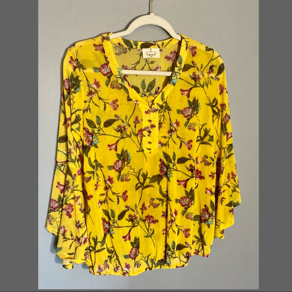 Yellow floral blouse